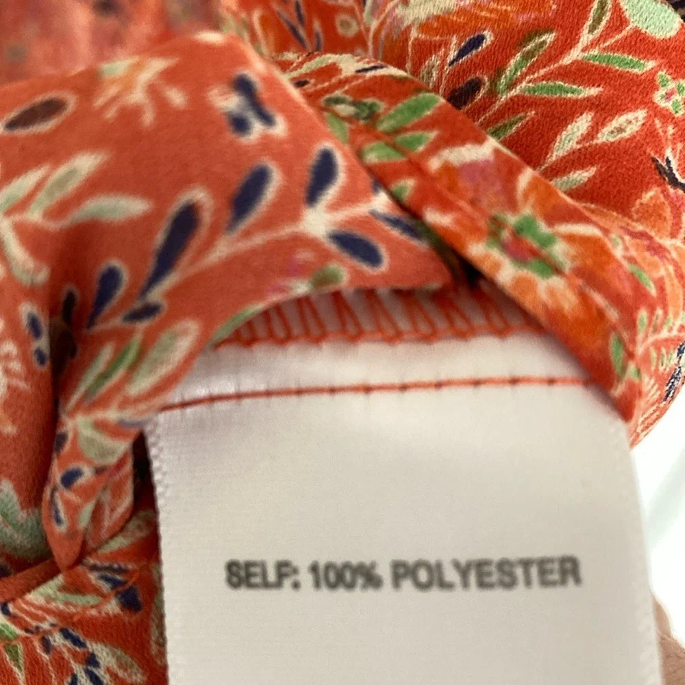 Rose+Olive Womens Orange Floral Top Size 1X 3/4 Sleeve Career Summer Spring‎